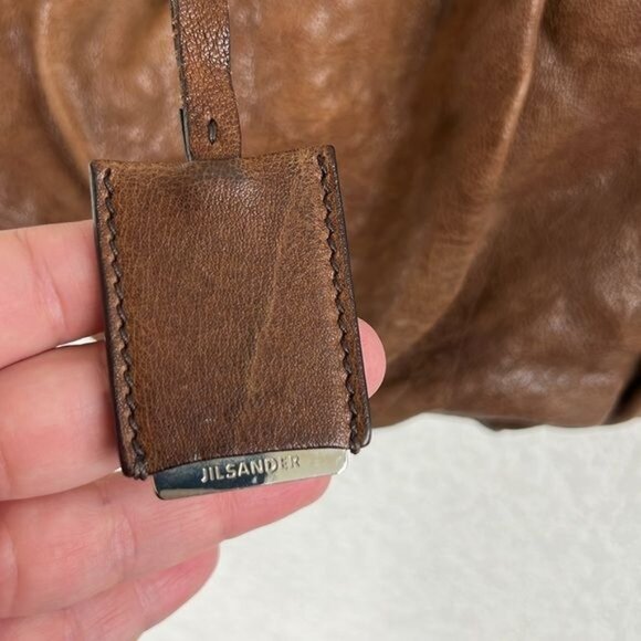 JIL SANDER Vintage Black Leather Pleated Shoulder Bag - Picture 3 of 13